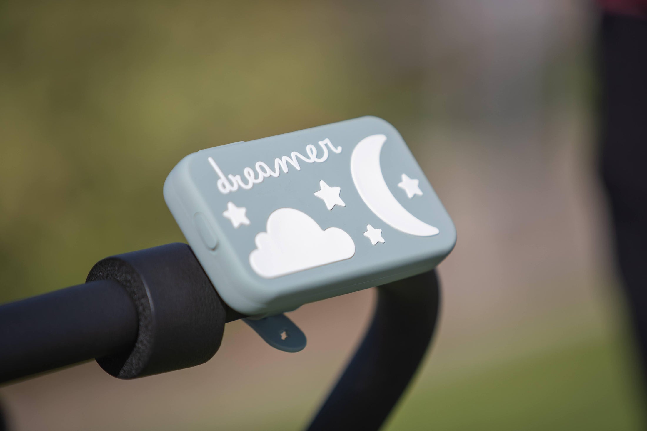 Dreamer baby sound machine attached to stoller handle (Sage-Dreamer)