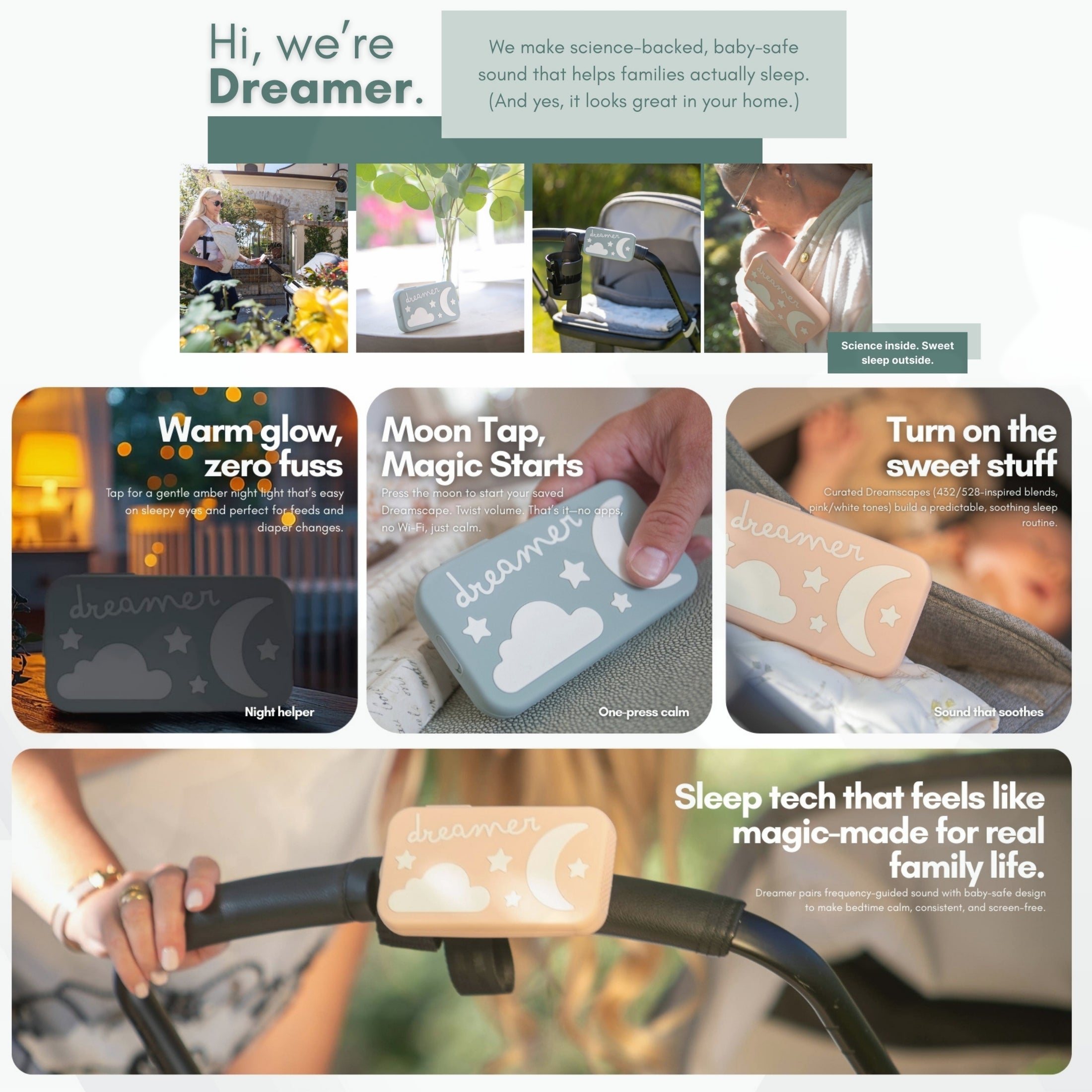 Dreamer™ Science-Backed Baby Sound Machine | 432Hz & 528Hz Sleep Aid
