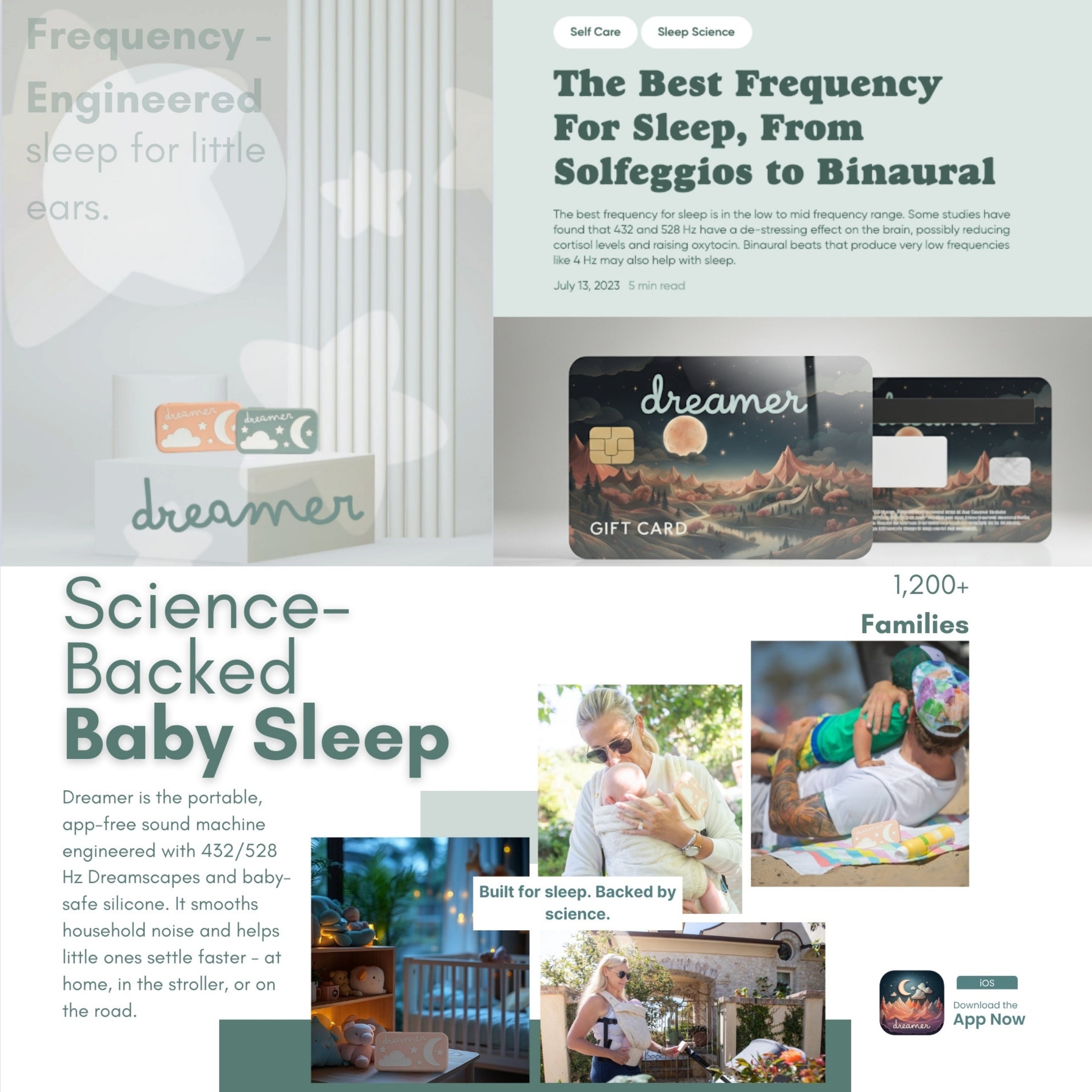 Dreamer™ Science-Backed Baby Sound Machine | 432Hz & 528Hz Sleep Aid